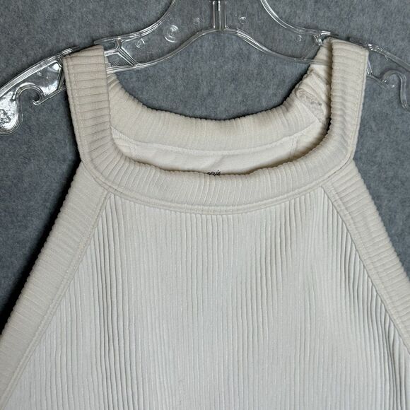 Aerie Women's White Ribbed Crop Top Tank Size XXL High Neck Lounge Bralette - Picture 4 of 15